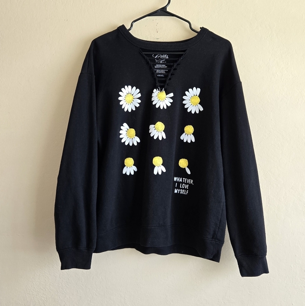 Cold Crush Daisy Love Me Not Black Pullover Sweatshirt - Picture 8 of 8